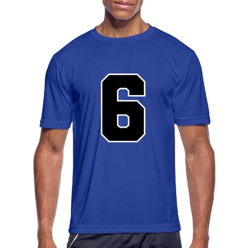 Varsity Number 6 Sports Font - Men's Moisture Wicking Performance T-Shirt
