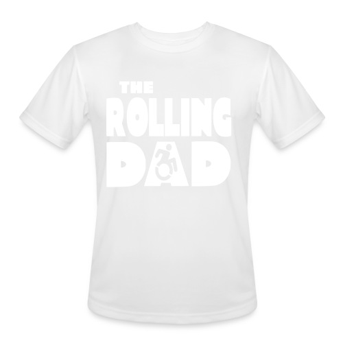 Rolling dad in a wheelchair - Men's Moisture Wicking Performance T-Shirt