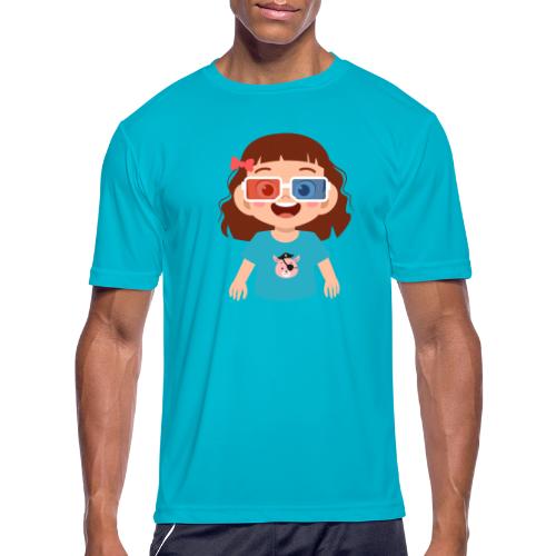 Girl red blue 3D glasses doing Vision Therapy - Men's Moisture Wicking Performance T-Shirt
