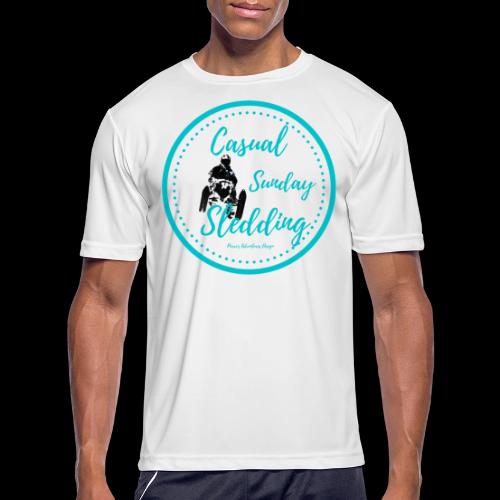 Casual Sunday Sledding -Teal - Men's Moisture Wicking Performance T-Shirt