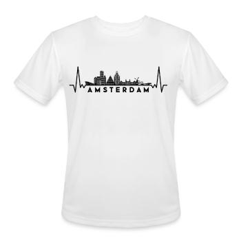 Heartbeat Skyline Netherlands Amsterdam - Men's Moisture Wicking Performance T-Shirt - white - Front - Jackson (183cm)