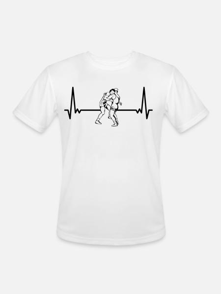 Heartbeat Wrestling ECG Wrestle Wrestler - Men's Moisture Wicking Performance T-Shirt - white