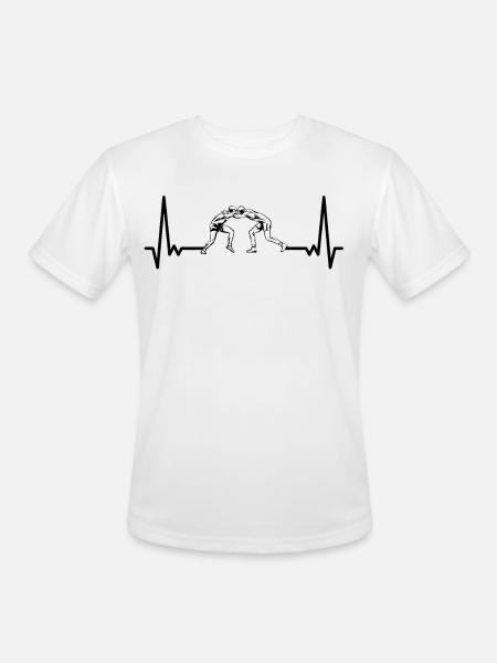 Heartbeat Wrestling ECG Wrestle Wrestler - Men's Moisture Wicking Performance T-Shirt - white