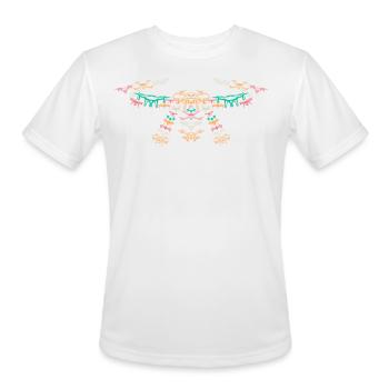 Quadcopter Drone Pilot Drone Lover Drone Silhouett - Men's Moisture Wicking Performance T-Shirt - white - Front - Jackson (183cm)