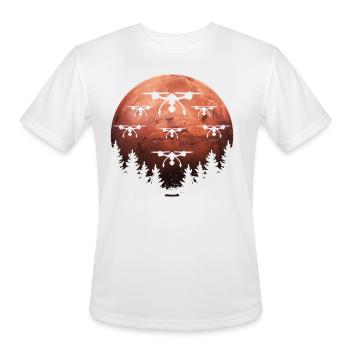 Drone Mars Drone Racing Quadcopter Drone - Men's Moisture Wicking Performance T-Shirt - white - Front - Jackson (183cm)