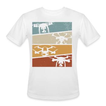 Drones Racing Quadcopter Drone Pilot - Retro Drone - Men's Moisture Wicking Performance T-Shirt - white - Front - Jackson (183cm)