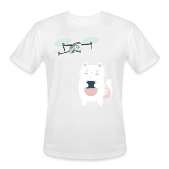 Quadcopter Drone Pilot Cat Drone Pilot - Men's Moisture Wicking Performance T-Shirt - white - Front - Jackson (183cm)