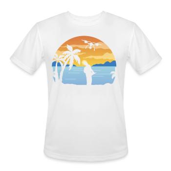Quadcopter Drone Pilot - Drone Flying Retro Drone - Men's Moisture Wicking Performance T-Shirt - white - Front - Jackson (183cm)