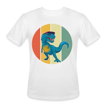 Disc Golf Dino - Disc Golfer Dinosaur Disc Golfing - Men's Moisture Wicking Performance T-Shirt - white - Front - Jackson (183cm)