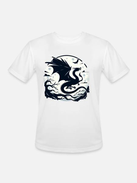 Mystical Dragon Moonlight - Men's Moisture Wicking Performance T-Shirt - white