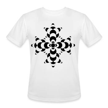 Fractal Molecule Crop Circle - Men's Moisture Wicking Performance T-Shirt - white - Front - Jackson (183cm)