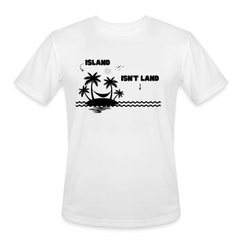 Island with palm trees Water Isnt Land Funny Quote - Men's Moisture Wicking Performance T-Shirt - white - Front - Jackson (183cm)