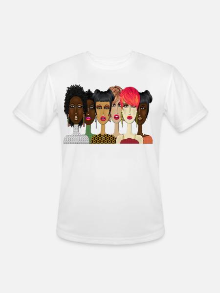 "United – Bold & Beautiful Women Art" - Men's Moisture Wicking Performance T-Shirt - white