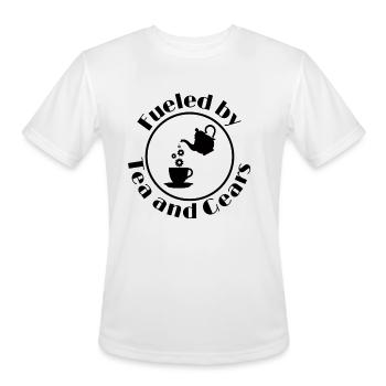 Steampunk Powered by Tea and Gears Tee - Men's Moisture Wicking Performance T-Shirt - white - Front - Jackson (183cm)