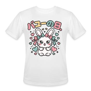 Cute Bunny with Heart Bows - Men's Moisture Wicking Performance T-Shirt - white - Front - Jackson (183cm)
