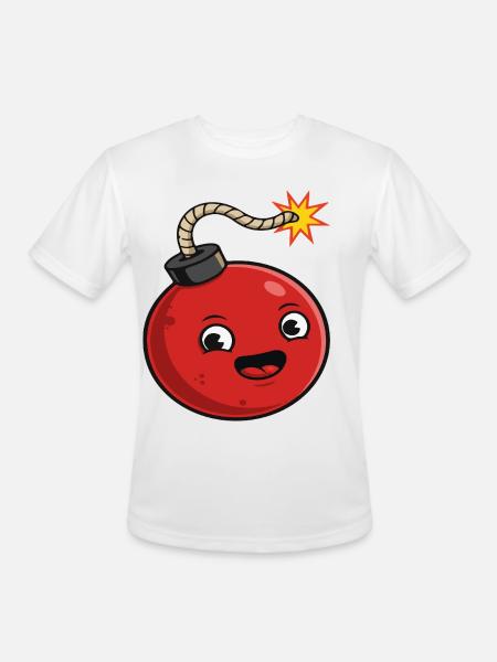 Playful Cartoon Bomb Design - Men's Moisture Wicking Performance T-Shirt - white