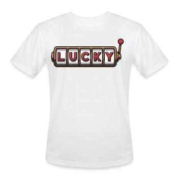 Lucky Slot Letters Design - Men's Moisture Wicking Performance T-Shirt - white - Front - Jackson (183cm)