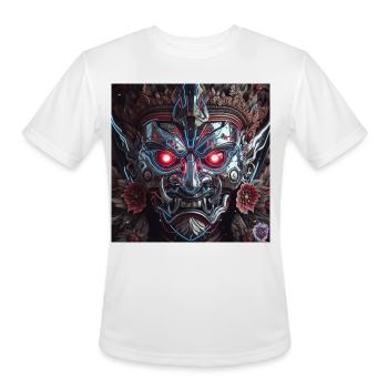 Cyberpunk Demon Mask – Chrome Tech Art - Men's Moisture Wicking Performance T-Shirt - white - Front - Jackson (183cm)