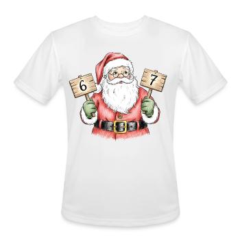 67 Santa Six Seven Funny Christmas 6 7 Meme - Men's Moisture Wicking Performance T-Shirt - white - Front - Jackson (183cm)