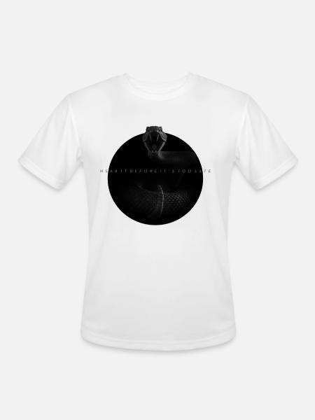 Midnight Coiled Rattlesnake Warning - Men's Moisture Wicking Performance T-Shirt - white