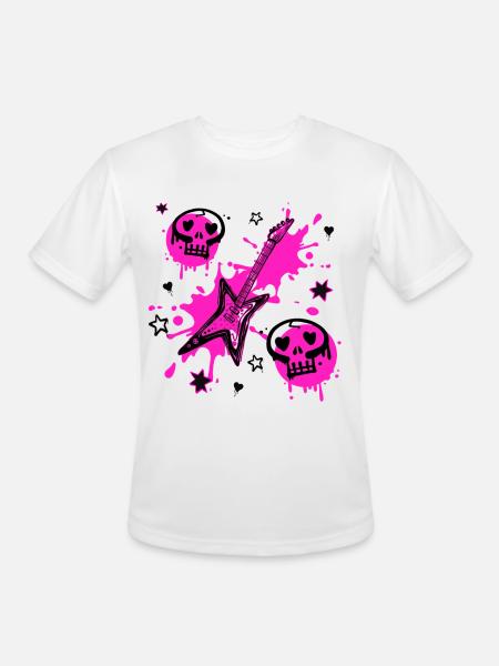 Neon Skull Guitar Splash - Men's Moisture Wicking Performance T-Shirt - white