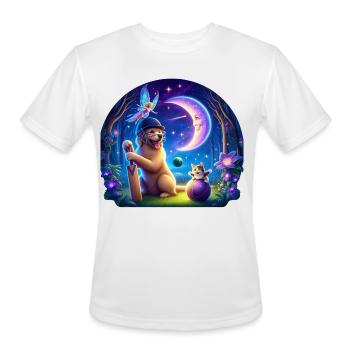 Moonlit Fantasy Batting Dog - Men's Moisture Wicking Performance T-Shirt - white - Front - Jackson (183cm)