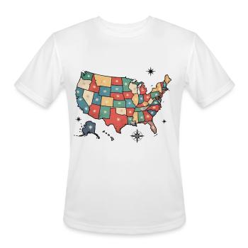 Colorful US State Map Starburst - Men's Moisture Wicking Performance T-Shirt - white - Front - Jackson (183cm)