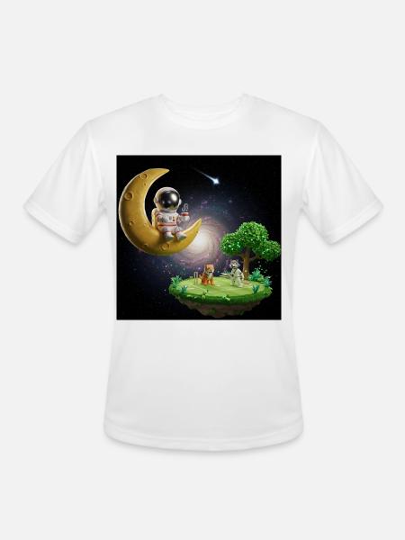 Astronaut on Moonlit Island - Men's Moisture Wicking Performance T-Shirt - white