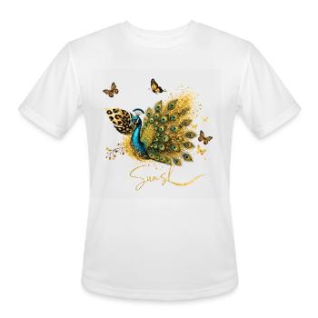 Golden Peacock Bloom - Men's Moisture Wicking Performance T-Shirt - white - Front - Jackson (183cm)