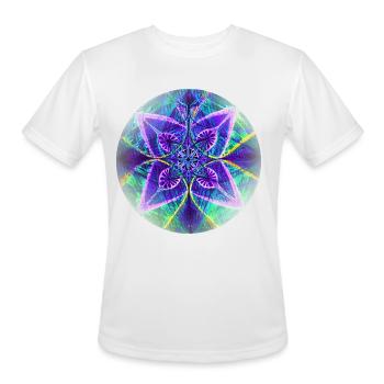 Geometric Mandala Art - Blue Moonflower - Men's Moisture Wicking Performance T-Shirt - white - Front - Jackson (183cm)