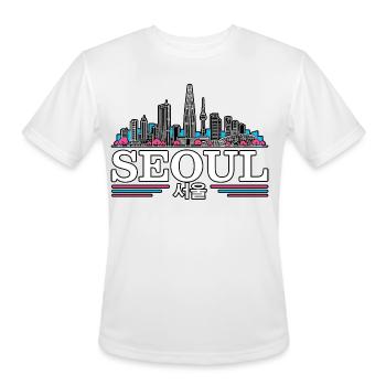 Seoul Skyline Neon Line Art - Men's Moisture Wicking Performance T-Shirt - white - Front - Jackson (183cm)