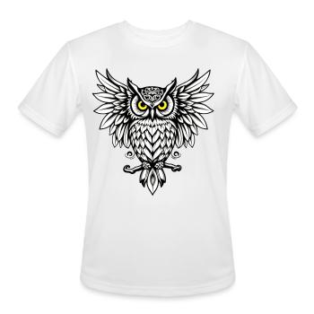 Nocturnal Crest Owl - Men's Moisture Wicking Performance T-Shirt - white - Front - Jackson (183cm)