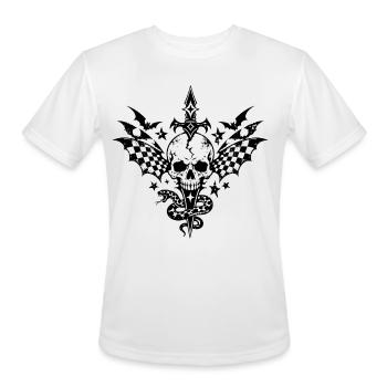 Winged Gothic Skull and Dagger Tattoo Flash - Men's Moisture Wicking Performance T-Shirt - white - Front - Jackson (183cm)