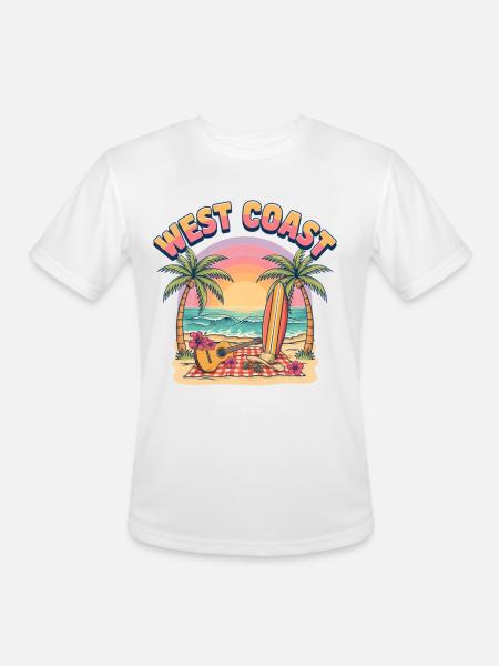 West-Coast-Surf-Vibe-Retro-California-Beach-Sun - Men's Moisture Wicking Performance T-Shirt - white