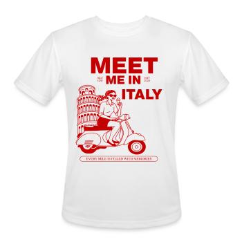 Meet Me In Italy Vintage Vespa Travel Design - Men's Moisture Wicking Performance T-Shirt - white - Front - Jackson (183cm)