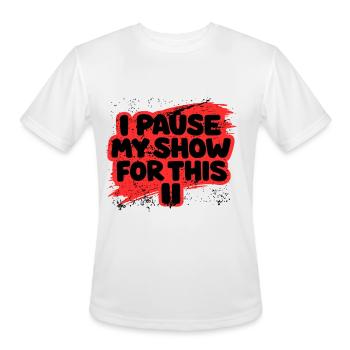 Pause My Show Splash Tee - Men's Moisture Wicking Performance T-Shirt - white - Front - Jackson (183cm)