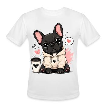Cozy Hoodie Pup Hearts - Men's Moisture Wicking Performance T-Shirt - white - Front - Jackson (183cm)