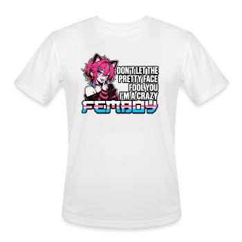 Funny Crazy Femboy Anime Catboy Aesthetic Meme - Men's Moisture Wicking Performance T-Shirt - white - Front - Jackson (183cm)
