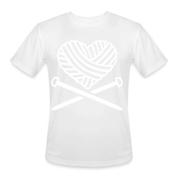 Wool heart with crossed needles T Shirt - Men's Moisture Wicking Performance T-Shirt - white - Front - Jackson (183cm)