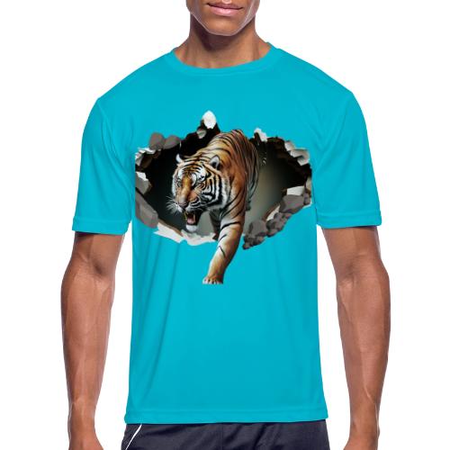 Fashion Design Tiger Coming Out, Wild Feline Tiger - Men's Moisture Wicking Performance T-Shirt