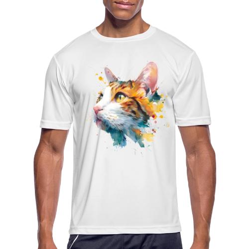 Cat: Feline Ink Burst - Men's Moisture Wicking Performance T-Shirt