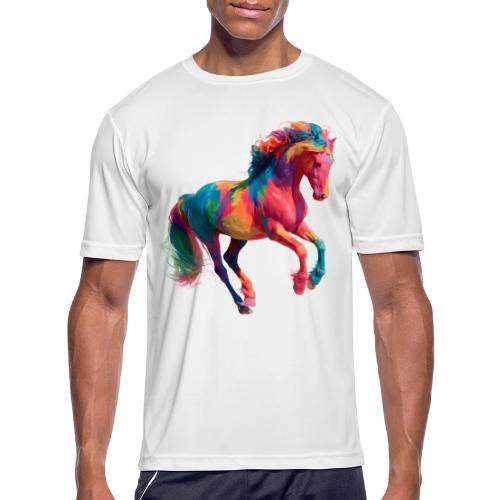 Colorful Paint Splatter Horse Art - Men's Moisture Wicking Performance T-Shirt