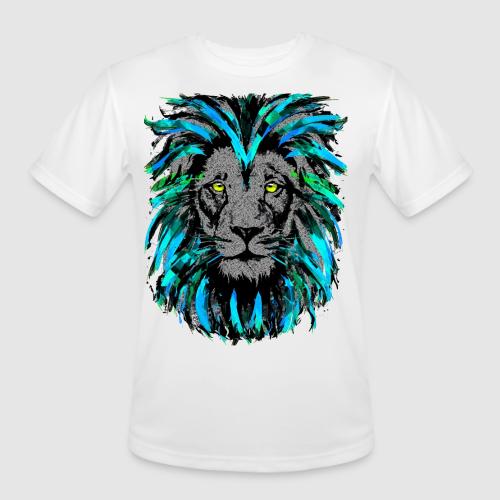 Turquoise Lion Head Drawing - Zodiac Leo - Men's Moisture Wicking Performance T-Shirt