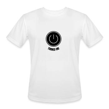 Turned On: Sleek Black and White Design for the Fa - Men's Moisture Wicking Performance T-Shirt - white - Front - Jackson (183cm)