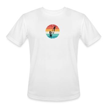 Retro Windsurf Sunset Circle - Men's Moisture Wicking Performance T-Shirt - white - Front - Jackson (183cm)