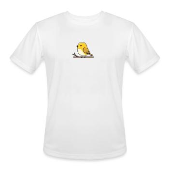 Adorable Yellow Bird on Branch Illustration - Men's Moisture Wicking Performance T-Shirt - white - Front - Jackson (183cm)