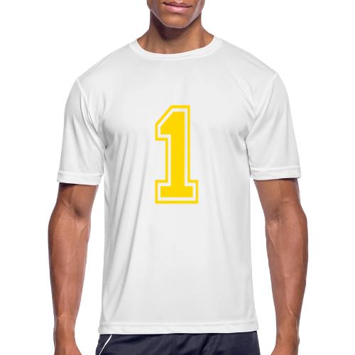 Number 1 in a classic athletic collegiate font - Men's Moisture Wicking Performance T-Shirt