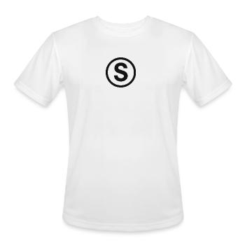 Minimalist Black Circle Logo Design - Men's Moisture Wicking Performance T-Shirt - white - Front - Jackson (183cm)