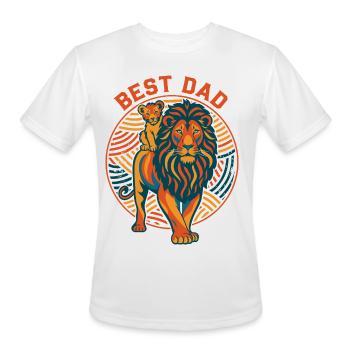 Best Dad Lion with Cub Retro Emblem - Men's Moisture Wicking Performance T-Shirt - white - Front - Jackson (183cm)