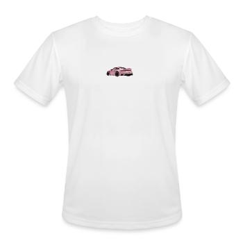 Sleek Pink Sports Car Illustration - Men's Moisture Wicking Performance T-Shirt - white - Front - Jackson (183cm)